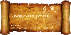 Gyorgyevits Margit névjegykártya